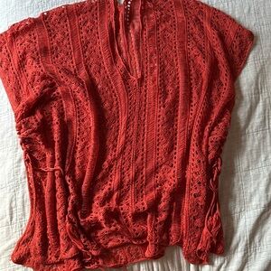 One size rust orange knit swim coverup